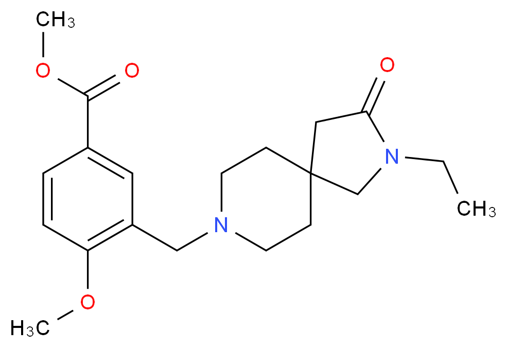 methyl 3-[(2-ethyl-3-oxo-2,8-diazaspiro[4.5]dec-8-yl)methyl]-4-methoxybenzoate_分子结构_CAS_)