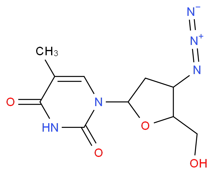 1-[4-azido-5-(hydroxymethyl)oxolan-2-yl]-5-methyl-1,2,3,4-tetrahydropyrimidine-2,4-dione_分子结构_CAS_30516-87-1