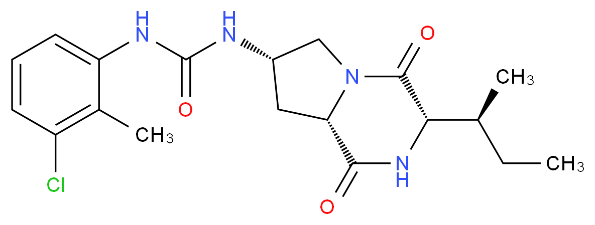 N-(3-chloro-2-methylphenyl)-N'-{(3S,7S,8aS)-3-[(1S)-1-methylpropyl]-1,4-dioxooctahydropyrrolo[1,2-a]pyrazin-7-yl}urea_分子结构_CAS_)