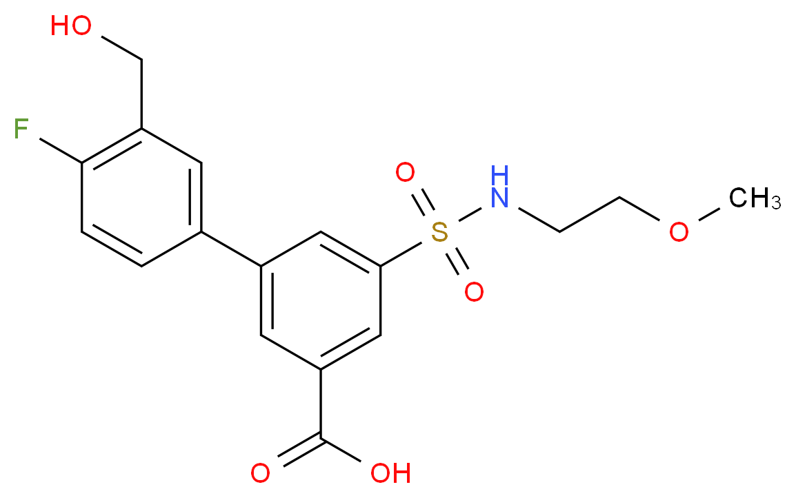4'-fluoro-3'-(hydroxymethyl)-5-{[(2-methoxyethyl)amino]sulfonyl}biphenyl-3-carboxylic acid_分子结构_CAS_)