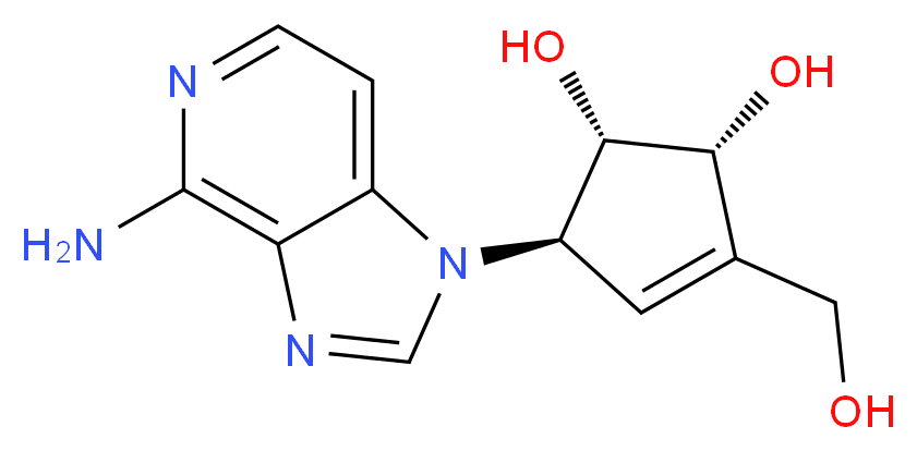 (1S,2R,5R)-5-{4-amino-1H-imidazo[4,5-c]pyridin-1-yl}-3-(hydroxymethyl)cyclopent-3-ene-1,2-diol_分子结构_CAS_102052-95-9