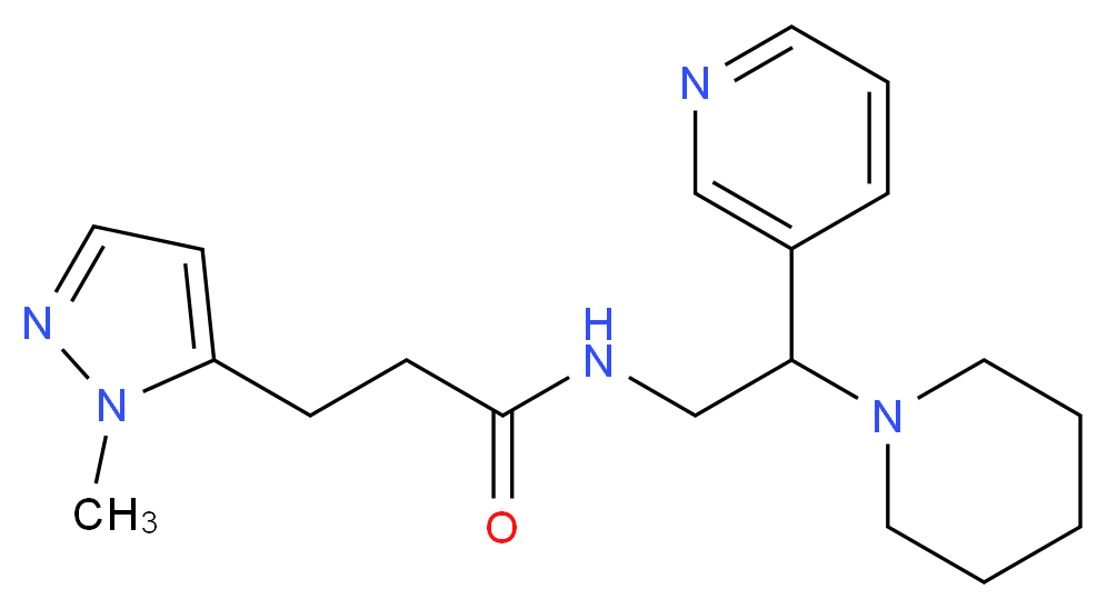 3-(1-methyl-1H-pyrazol-5-yl)-N-(2-piperidin-1-yl-2-pyridin-3-ylethyl)propanamide_分子结构_CAS_)