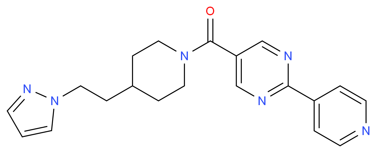 5-({4-[2-(1H-pyrazol-1-yl)ethyl]-1-piperidinyl}carbonyl)-2-(4-pyridinyl)pyrimidine_分子结构_CAS_)