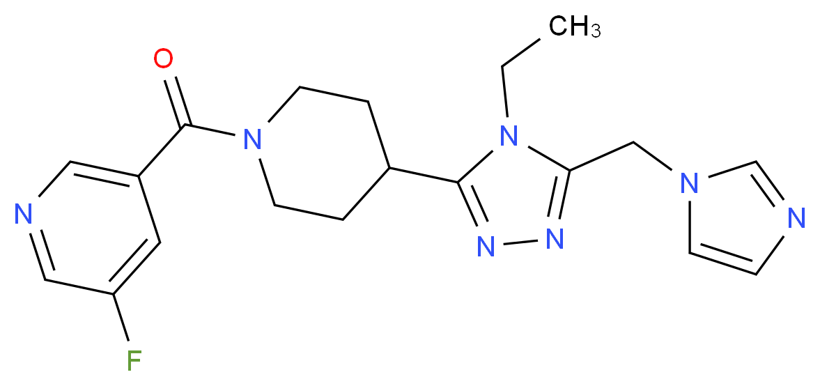 3-({4-[4-ethyl-5-(1H-imidazol-1-ylmethyl)-4H-1,2,4-triazol-3-yl]piperidin-1-yl}carbonyl)-5-fluoropyridine_分子结构_CAS_)