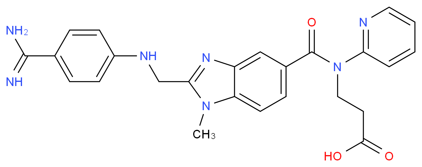 3-[1-(2-{[(4-carbamimidoylphenyl)amino]methyl}-1-methyl-1H-1,3-benzodiazol-5-yl)-N-(pyridin-2-yl)formamido]propanoic acid_分子结构_CAS_211914-51-1