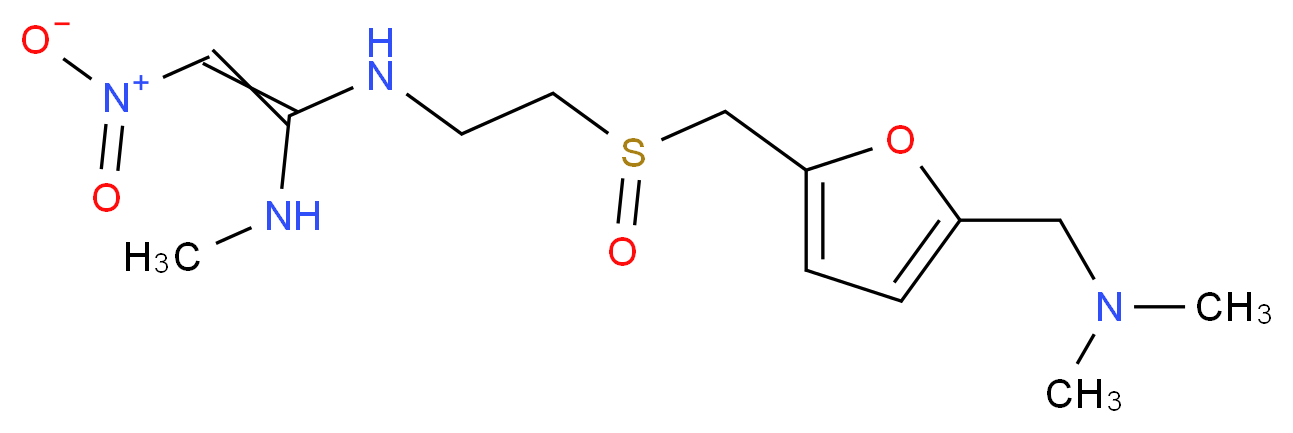 [2-({5-[(dimethylamino)methyl]furan-2-yl}methanesulfinyl)ethyl][(E)-1-(methylamino)-2-nitroethenyl]amine_分子结构_CAS_73851-70-4