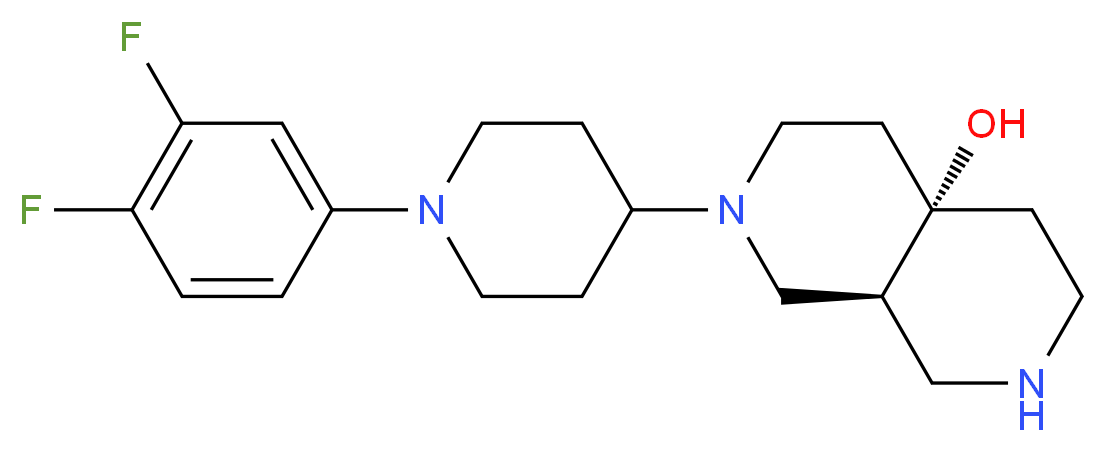 (4aS*,8aS*)-2-[1-(3,4-difluorophenyl)piperidin-4-yl]octahydro-2,7-naphthyridin-4a(2H)-ol_分子结构_CAS_)