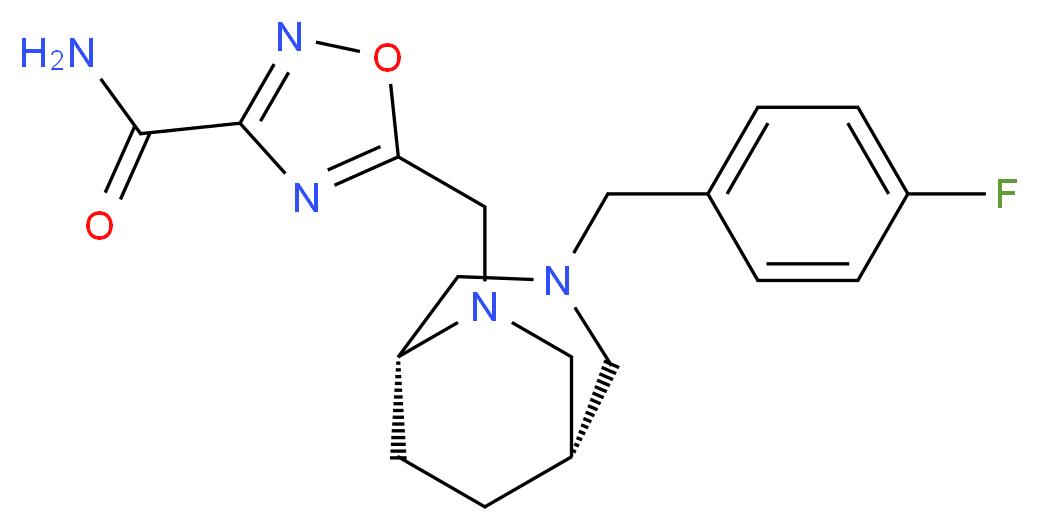 5-{[(1S*,5R*)-3-(4-fluorobenzyl)-3,6-diazabicyclo[3.2.2]non-6-yl]methyl}-1,2,4-oxadiazole-3-carboxamide_分子结构_CAS_)