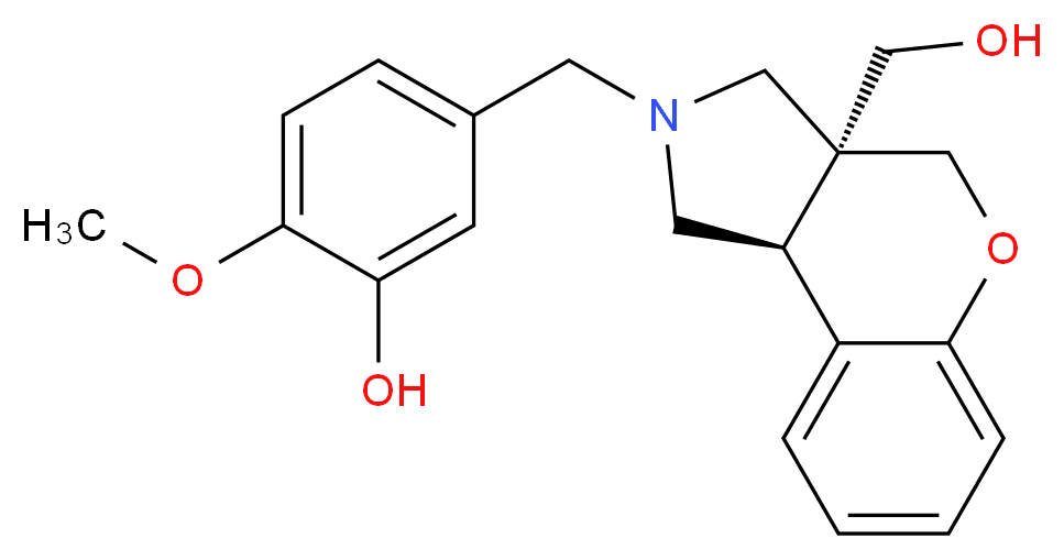 5-{[(3aS*,9bS*)-3a-(hydroxymethyl)-1,3a,4,9b-tetrahydrochromeno[3,4-c]pyrrol-2(3H)-yl]methyl}-2-methoxyphenol_分子结构_CAS_)