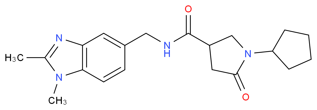 1-cyclopentyl-N-[(1,2-dimethyl-1H-benzimidazol-5-yl)methyl]-5-oxo-3-pyrrolidinecarboxamide_分子结构_CAS_)