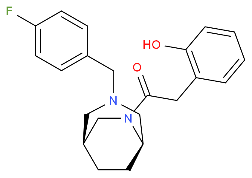 2-{2-[(1S*,5R*)-3-(4-fluorobenzyl)-3,6-diazabicyclo[3.2.2]non-6-yl]-2-oxoethyl}phenol_分子结构_CAS_)