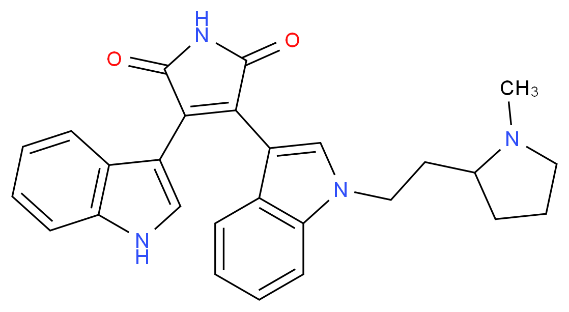 3-(1H-indol-3-yl)-4-{1-[2-(1-methylpyrrolidin-2-yl)ethyl]-1H-indol-3-yl}-2,5-dihydro-1H-pyrrole-2,5-dione_分子结构_CAS_133052-90-1