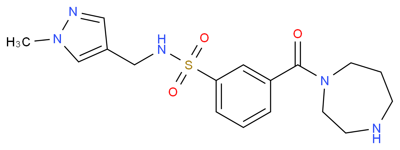 3-(1,4-diazepan-1-ylcarbonyl)-N-[(1-methyl-1H-pyrazol-4-yl)methyl]benzenesulfonamide_分子结构_CAS_)