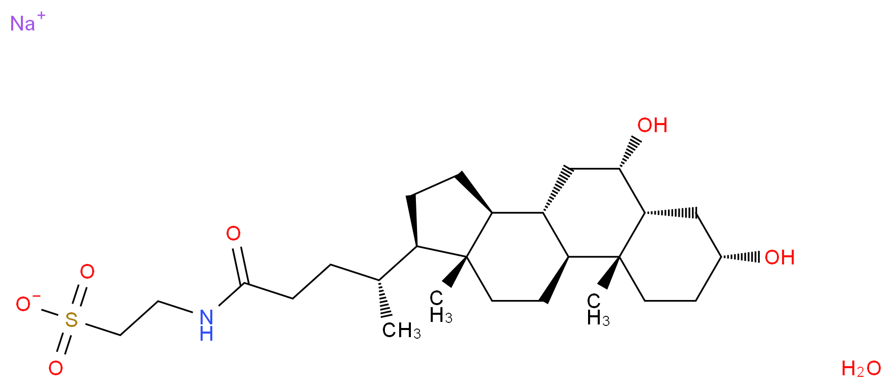 Sodium taurohyodeoxycholate hydrate_分子结构_CAS_38411-85-7(anhydrous))