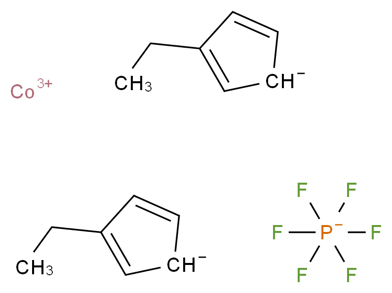 cobalt(3+) ion bis(3-ethylcyclopenta-2,4-dien-1-ide) hexafluoro-λ<sup>5</sup>-phosphanuide_分子结构_CAS_52308-79-9