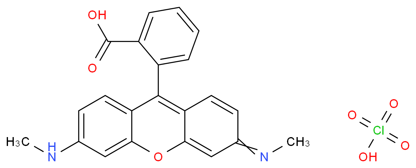 2-[6-(methylamino)-3-(methylimino)-3H-xanthen-9-yl]benzoic acid; perchloric acid_分子结构_CAS_62669-77-6