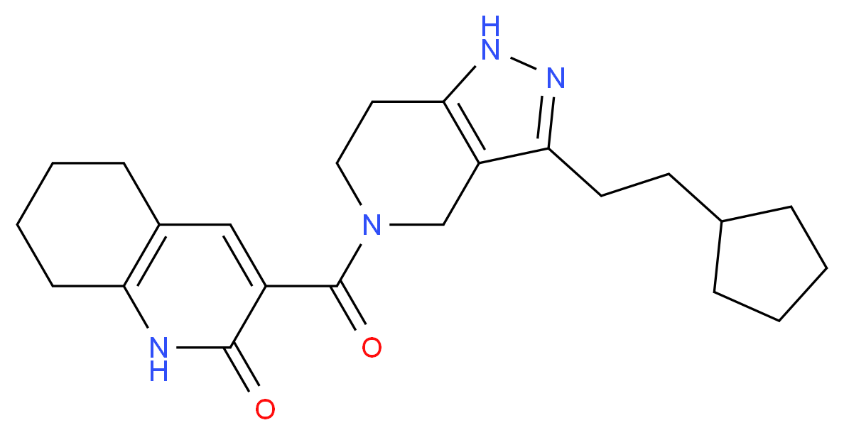 3-{[3-(2-cyclopentylethyl)-1,4,6,7-tetrahydro-5H-pyrazolo[4,3-c]pyridin-5-yl]carbonyl}-5,6,7,8-tetrahydro-2(1H)-quinolinone_分子结构_CAS_)