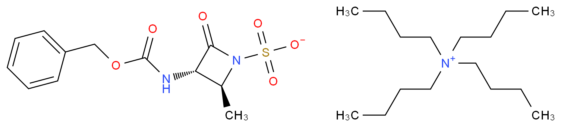 (2S,3S)-3-Benzyloxycarbonylamino-2-methyl-4-oxo-1-azetidinesulfonic Acid Tetrabutylammonium Salt_分子结构_CAS_80082-62-8)