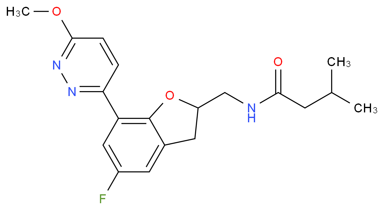 N-{[5-fluoro-7-(6-methoxy-3-pyridazinyl)-2,3-dihydro-1-benzofuran-2-yl]methyl}-3-methylbutanamide_分子结构_CAS_)