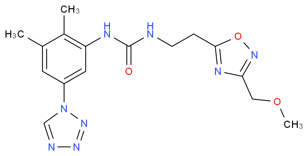 N-[2,3-dimethyl-5-(1H-tetrazol-1-yl)phenyl]-N'-{2-[3-(methoxymethyl)-1,2,4-oxadiazol-5-yl]ethyl}urea_分子结构_CAS_)