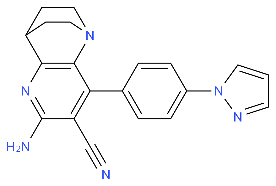 6-amino-8-[4-(1H-pyrazol-1-yl)phenyl]-3,4-dihydro-2H-1,4-ethano-1,5-naphthyridine-7-carbonitrile_分子结构_CAS_)