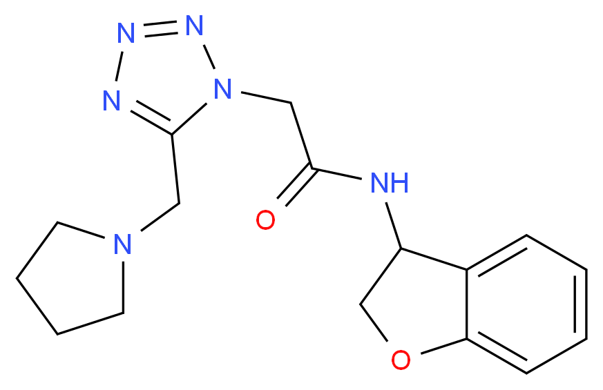 N-(2,3-dihydro-1-benzofuran-3-yl)-2-[5-(pyrrolidin-1-ylmethyl)-1H-tetrazol-1-yl]acetamide_分子结构_CAS_)