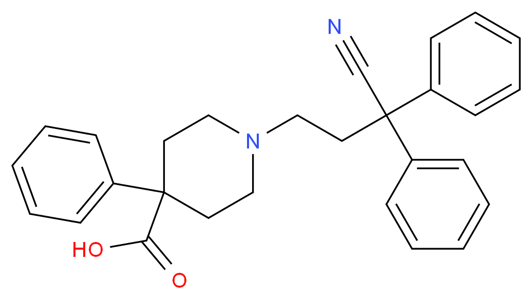 1-(3-cyano-3,3-diphenylpropyl)-4-phenylpiperidine-4-carboxylic acid_分子结构_CAS_35607-36-4