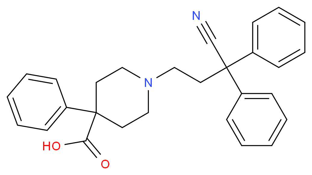 1-(3-cyano-3,3-diphenylpropyl)-4-phenylpiperidine-4-carboxylic acid_分子结构_CAS_28782-42-5