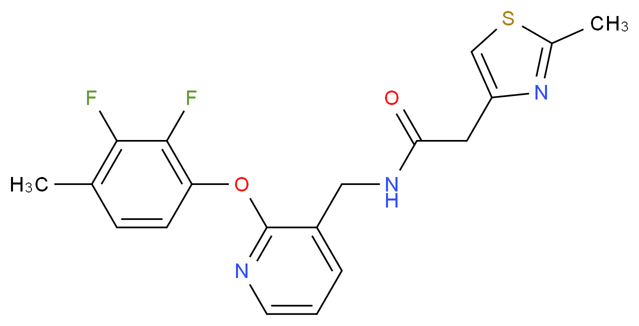N-{[2-(2,3-difluoro-4-methylphenoxy)-3-pyridinyl]methyl}-2-(2-methyl-1,3-thiazol-4-yl)acetamide_分子结构_CAS_)