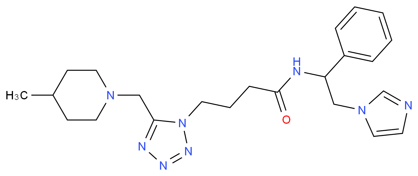 N-[2-(1H-imidazol-1-yl)-1-phenylethyl]-4-{5-[(4-methyl-1-piperidinyl)methyl]-1H-tetrazol-1-yl}butanamide_分子结构_CAS_)