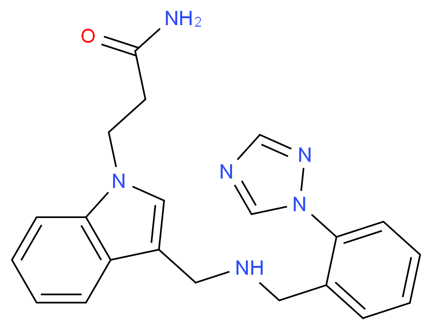 3-[3-({[2-(1H-1,2,4-triazol-1-yl)benzyl]amino}methyl)-1H-indol-1-yl]propanamide_分子结构_CAS_)