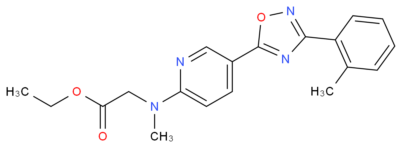 ethyl N-methyl-N-{5-[3-(2-methylphenyl)-1,2,4-oxadiazol-5-yl]-2-pyridinyl}glycinate_分子结构_CAS_)