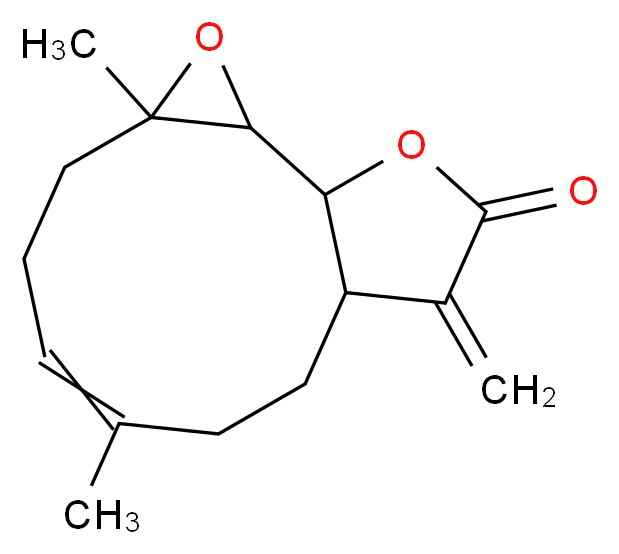 4,8-dimethyl-12-methylidene-3,14-dioxatricyclo[9.3.0.0^{2,4}]tetradec-7-en-13-one_分子结构_CAS_20554-84-1