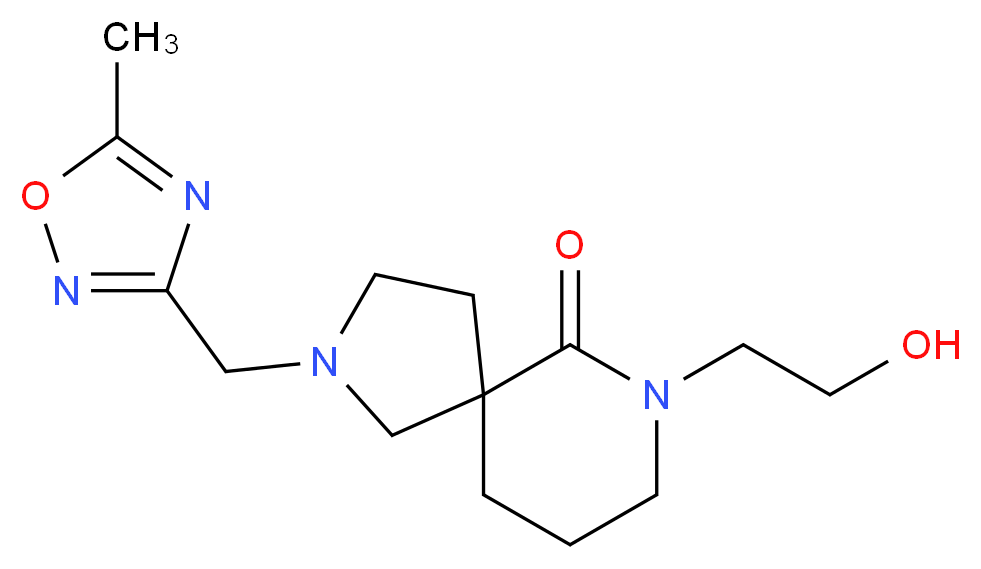 7-(2-hydroxyethyl)-2-[(5-methyl-1,2,4-oxadiazol-3-yl)methyl]-2,7-diazaspiro[4.5]decan-6-one_分子结构_CAS_)