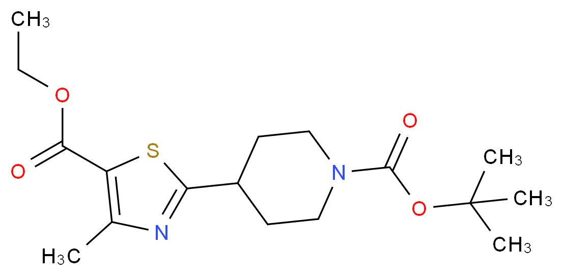 4-[5-(Ethoxycarbonyl)-4-methyl-1,3-thiazol-2-yl)piperidine, N-BOC protected 90%_分子结构_CAS_852180-50-8)