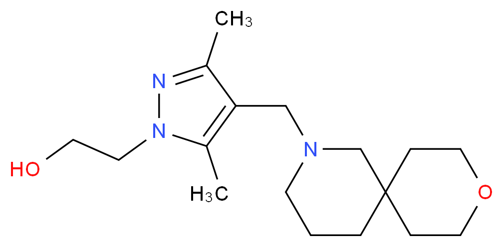 2-[3,5-dimethyl-4-(9-oxa-2-azaspiro[5.5]undec-2-ylmethyl)-1H-pyrazol-1-yl]ethanol_分子结构_CAS_)