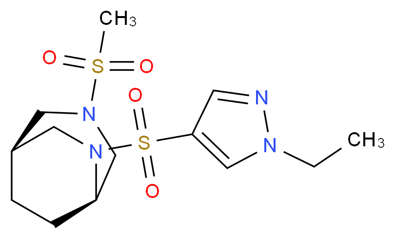 (1S*,5R*)-6-[(1-ethyl-1H-pyrazol-4-yl)sulfonyl]-3-(methylsulfonyl)-3,6-diazabicyclo[3.2.2]nonane_分子结构_CAS_)