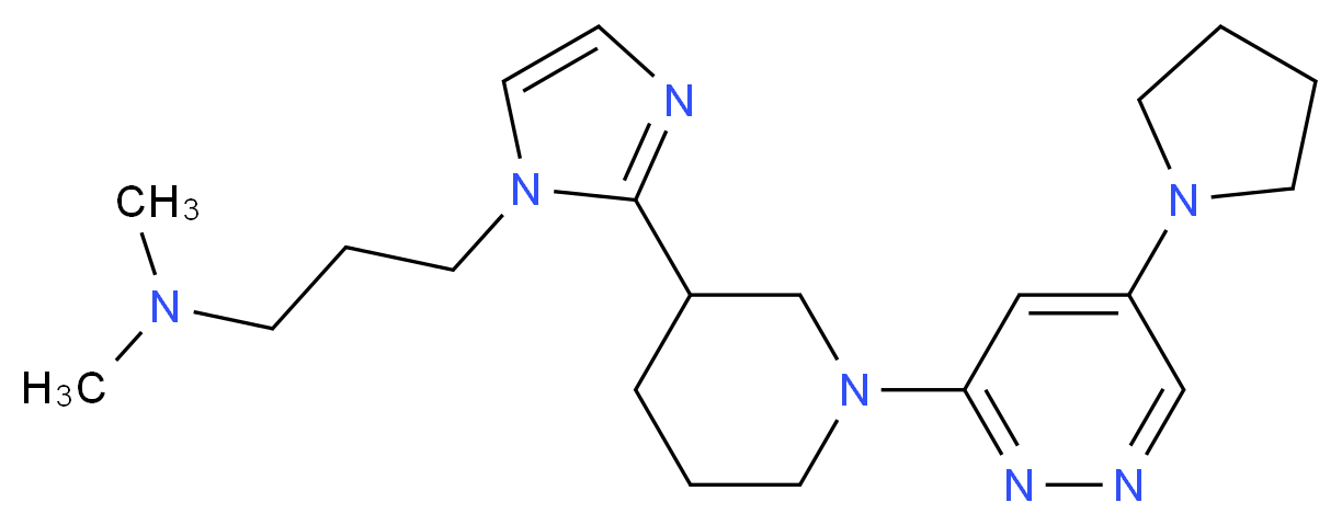 N,N-dimethyl-3-{2-[1-(5-pyrrolidin-1-ylpyridazin-3-yl)piperidin-3-yl]-1H-imidazol-1-yl}propan-1-amine_分子结构_CAS_)