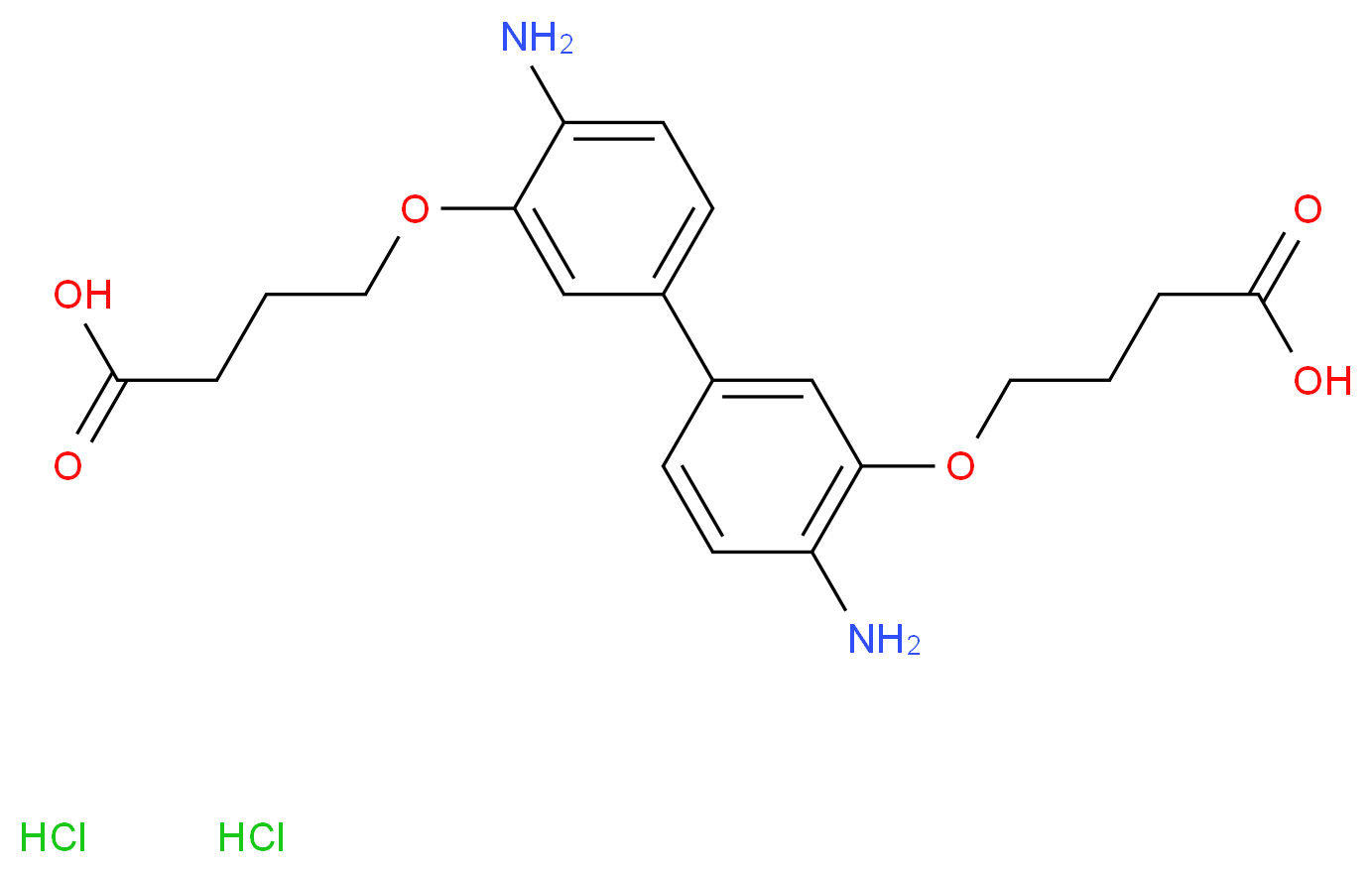 4-{2-amino-5-[4-amino-3-(3-carboxypropoxy)phenyl]phenoxy}butanoic acid dihydrochloride_分子结构_CAS_56455-90-4