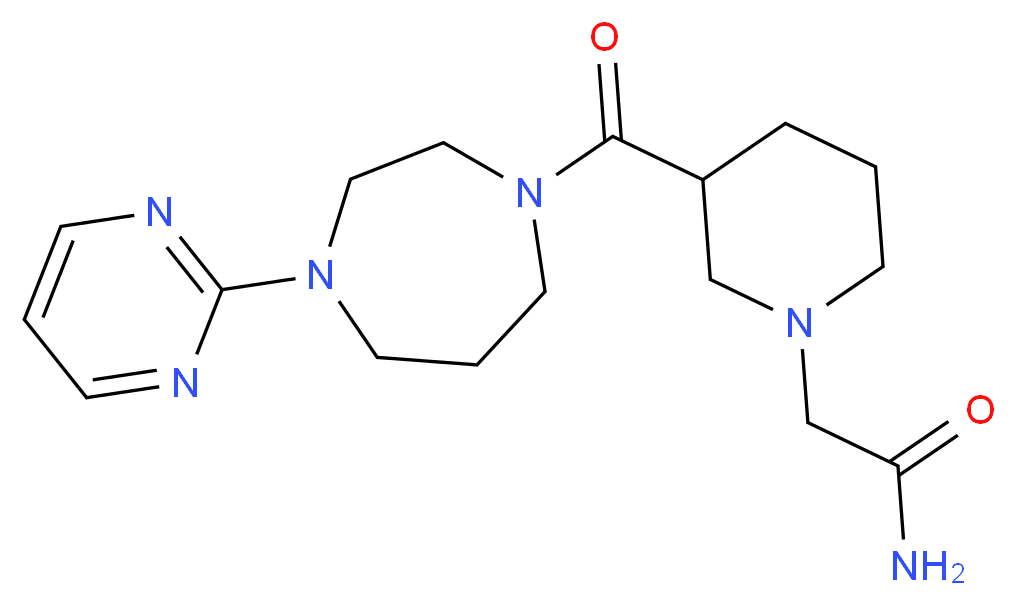 2-(3-{[4-(2-pyrimidinyl)-1,4-diazepan-1-yl]carbonyl}-1-piperidinyl)acetamide_分子结构_CAS_)