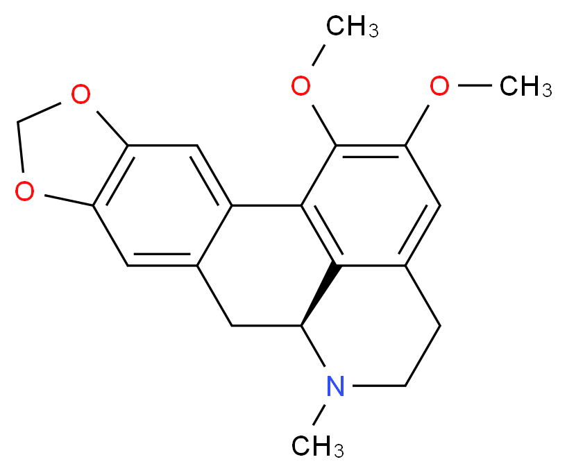 (12S)-18,19-dimethoxy-13-methyl-5,7-dioxa-13-azapentacyclo[10.7.1.0<sup>2</sup>,<sup>1</sup><sup>0</sup>.0<sup>4</sup>,<sup>8</sup>.0<sup>1</sup><sup>6</sup>,<sup>2</sup><sup>0</sup>]icosa-1(20),2,4(8),9,16,18-hexaene_分子结构_CAS_2565-01-7