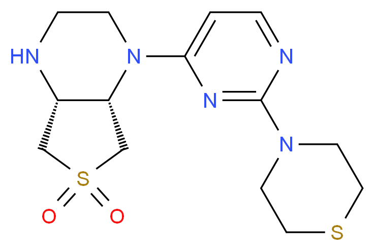(4aR*,7aS*)-1-(2-thiomorpholin-4-ylpyrimidin-4-yl)octahydrothieno[3,4-b]pyrazine 6,6-dioxide_分子结构_CAS_)