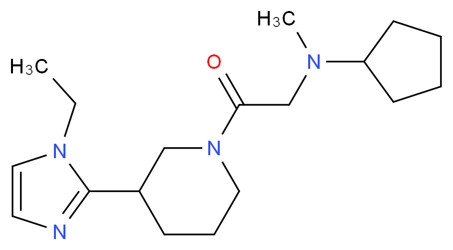 N-{2-[3-(1-ethyl-1H-imidazol-2-yl)piperidin-1-yl]-2-oxoethyl}-N-methylcyclopentanamine_分子结构_CAS_)