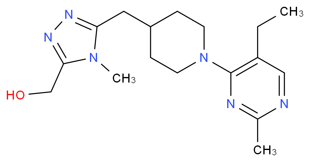 (5-{[1-(5-ethyl-2-methylpyrimidin-4-yl)piperidin-4-yl]methyl}-4-methyl-4H-1,2,4-triazol-3-yl)methanol_分子结构_CAS_)