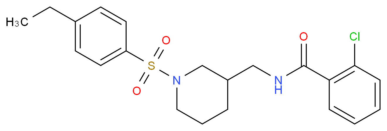 2-chloro-N-({1-[(4-ethylphenyl)sulfonyl]-3-piperidinyl}methyl)benzamide_分子结构_CAS_)