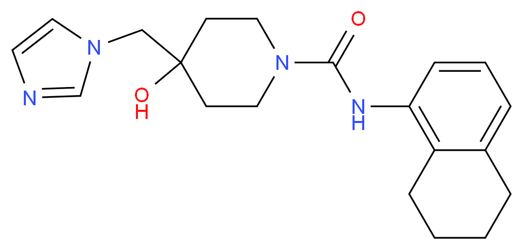 4-hydroxy-4-(1H-imidazol-1-ylmethyl)-N-(5,6,7,8-tetrahydronaphthalen-1-yl)piperidine-1-carboxamide_分子结构_CAS_)