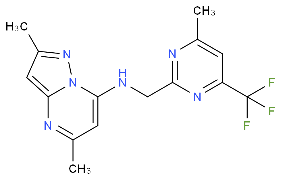 2,5-dimethyl-N-{[4-methyl-6-(trifluoromethyl)pyrimidin-2-yl]methyl}pyrazolo[1,5-a]pyrimidin-7-amine_分子结构_CAS_)