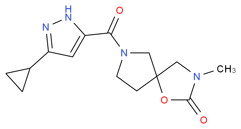 7-[(3-cyclopropyl-1H-pyrazol-5-yl)carbonyl]-3-methyl-1-oxa-3,7-diazaspiro[4.4]nonan-2-one_分子结构_CAS_)