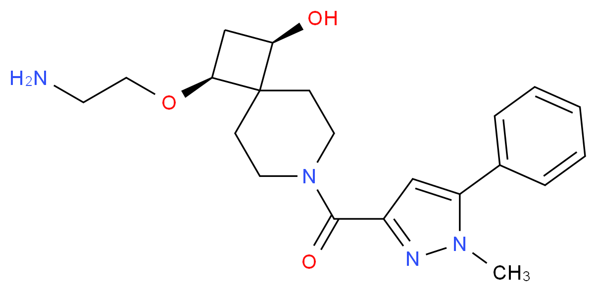 (1R*,3S*)-3-(2-aminoethoxy)-7-[(1-methyl-5-phenyl-1H-pyrazol-3-yl)carbonyl]-7-azaspiro[3.5]nonan-1-ol_分子结构_CAS_)