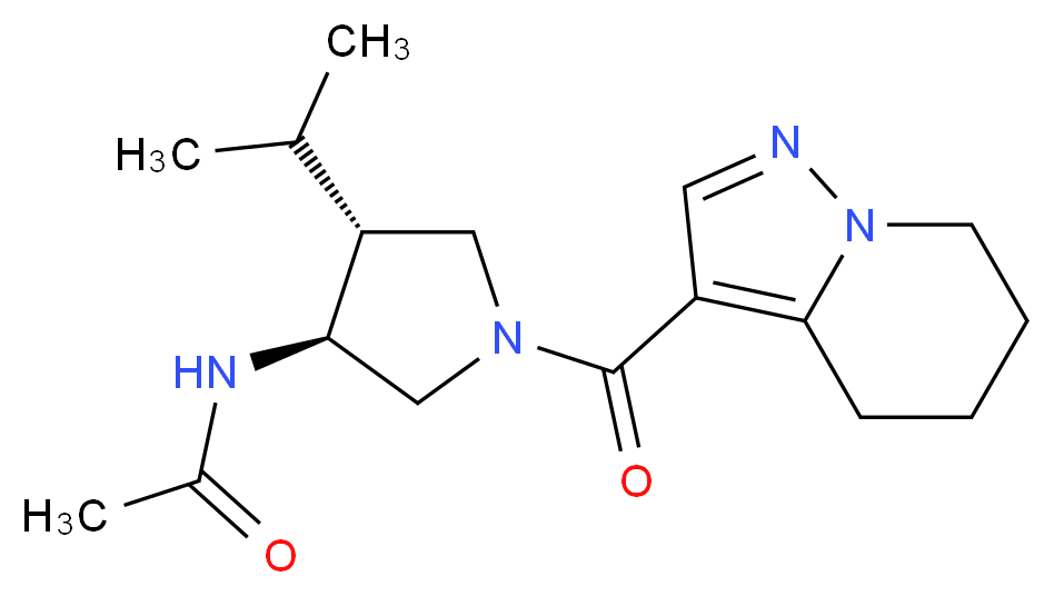 N-[(3S*,4R*)-4-isopropyl-1-(4,5,6,7-tetrahydropyrazolo[1,5-a]pyridin-3-ylcarbonyl)-3-pyrrolidinyl]acetamide_分子结构_CAS_)